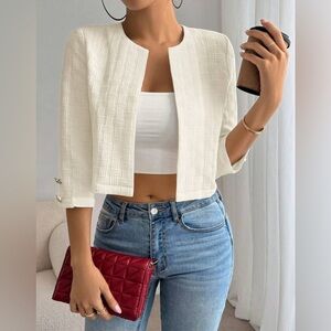NWOT 3/4 sleeve Open Front Crop Women's Jacket